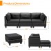 Esright 88.6” Convertible Sectional Sofa Couch with Ottoman Modern Tufted Linen Fabric L-Shaped Couch with Reversible Chaise Suitable for Office,Living Room and Hotel Lobby Black