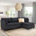 Esright 88.6” Convertible Sectional Sofa Couch with Ottoman Modern Tufted Linen Fabric L-Shaped Couch with Reversible Chaise Suitable for Office,Living Room and Hotel Lobby Black