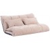 Floor Sofa Bed Foldable Sleeper Sofa Bed Reclining Sofa Couch with 2 Pillows Lounge Couch with 5 Reclining Position Adjustable Lazy Sofa Bed for Bedroom Living Room Polyester Fabric Beige