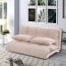 Floor Sofa Bed Foldable Sleeper Sofa Bed Reclining Sofa Couch with 2 Pillows Lounge Couch with 5 Reclining Position Adjustable Lazy Sofa Bed for Bedroom Living Room Polyester Fabric Beige