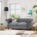 GDFStudio Christopher Knight Home Kyle Traditional Chesterfield Loveseat Sofa Gray and Dark Brown 61.75 x 33.75 x 27.75