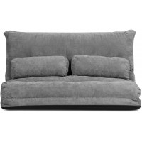 Giantex Adjustable Floor Sofa Couch with 2 Pillows Multi-Functional 6-Position Foldable Lazy Sofa Sleeper Bed Multi-Functional Suede Floor Seating Sofa for Reading Gaming Gray