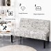 Giantex Armless Loveseat Sofa Modern Sofa Chair Couch Wood Living Room Leisure Fabric Furniture Letter-Design