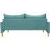 Holaki Small Modern Loveseat Couch,Comfy Sofa with Soft Fabric Upholstery & Golden Metal Legs Low Back 2-Seat Sofa Couch Love Seat for Living Room,Office,Apartment,Dorm and Small Space Light Green
