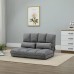 HOMCOM Convertible Floor Sofa Chair Folding Upholstered Couch Bed Adjustable Guest Chaise Lounge with Metal Frame and 2 Pillows Grey
