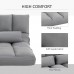 HOMCOM Convertible Floor Sofa Chair Folding Upholstered Couch Bed Adjustable Guest Chaise Lounge with Metal Frame and 2 Pillows Grey
