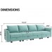 HONBAY 102'' Modular Sofa Couch Upholstered Fabric Sofa with Storage Seats 4 Piece Sofa for Living Room Aqua Blue