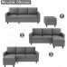 HONBAY Reversible Sectional Sofa Couch Convertible Couch Sofa Sectional L Shape Couch for Small Apartment Grey