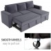 Ironkoi Sectional Sofa Couch 91 Pull-Out Convertible L Shaped Modular Sleeper Sofa Set Corner Sofa Bed with Storage Chaise Lounge for LivingRoom Small Space Office