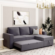 Ironkoi Sectional Sofa Couch 91" Pull-Out Convertible L Shaped Modular Sleeper Sofa Set Corner Sofa Bed with Storage Chaise Lounge for LivingRoom Small Space Office