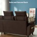 LINSY HOME Reversible Sectional Sofa Couch L-Shaped 3-Seat Couch with USB Charging Station for Small Space Brown