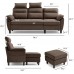LINSY HOME Reversible Sectional Sofa Couch L-Shaped 3-Seat Couch with USB Charging Station for Small Space Brown