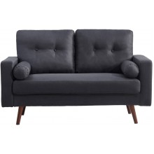 Loveseat Sofa Mid Century Modern Decor Love Seats Furniture Button Tufted Upholstered Love Seat Couch for Living Room Loveseat Dark Gray