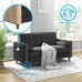 Mjkone Velvet Loveseat Couch Sofa with Tufting-Bolster Modern Loveseat Recliner Small Spaces Love Seats Furniture Suitable for Small Spaces Living Room Bedroom Easy Assembly Black