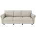 Nolany Classic 3 Seats Sofa Couch Linen Fabric Sofa with Tufted Upholstered Scrolled Arm Sofa for Living Room Light Beige