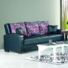 Ottomanson Titan Collection Upholstered Convertible with Storage Sofabed Black Leatherette