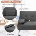 POWERSTONE Futon Sofa Bed Upholstered Modern Convertible Sofa Couch Sleeper with Removable Armrests and 2 Cup Holders Memory Foam Cushion Living Room Furniture Loveseat Grey