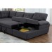 Sectional Sleeper Sofa Couch with Pull-Out Bed U Shaped Sleeper Sofa with Storage Chaise Lounge for Living Room,Apartment in Deep Grey