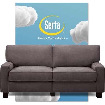 Serta Palisades Upholstered Sofas for Living Room Modern Design Couch Straight Arms Soft Fabric Upholstery Tool-Free Assembly 73 Sofa Gray
