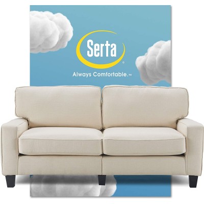 Serta Palisades Upholstered Sofas for Living Room Modern Design Couch Straight Arms Soft Fabric Upholstery Tool-Free Assembly 73 Sofa Buttercream