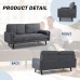 Shintenchi 68 Small Modern Sofa Loveseat Couch Polyester Fabric 3-Seater Sofa with Square Armrest for Living Room Bedroom Office Apartment Dorm Studio Dark Gray