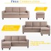 Shintenchi Convertible Sectional Sofa Couch Modern Linen Fabric L-Shaped Couch 3-Seat Sofa Sectional with Reversible Chaise for Small Living Room Apartment and Small Space Light Brown