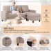 Shintenchi Convertible Sectional Sofa Couch Modern Linen Fabric L-Shaped Couch 3-Seat Sofa Sectional with Reversible Chaise for Small Living Room Apartment and Small Space Light Brown