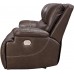 Signature Design by Ashley Ricmen Leather Upholstered 2 Seat Power Reclining Sofa with Adjustable Positions and USB Port Dark Brown