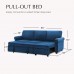 Sleemon Sectional Sofa Pull Out Bed Sleeper Chaise Lounge & Storage Convertible Couch for Living Room L-Shape Velvet Sleeper Sofa Bed Two Pillows are Included