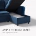 Sleemon Sectional Sofa Pull Out Bed Sleeper Chaise Lounge & Storage Convertible Couch for Living Room L-Shape Velvet Sleeper Sofa Bed Two Pillows are Included