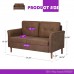 TYBOATLE 53 Mid Century Upholstered Loveseat Sofa w 2 USB Charging Ports for Living Room Modern 2-Seat Couch Sofa Furniture for Small Space Home Office Dorm Brown