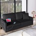 TYBOATLE Faux Leather Loveseat Sofa Couches w 2 USB Charging Ports and Throw Pillow 66 Wide Mid Century Modern Love Seats Sofas for Small Spaces Living Room Apartment Bedroom Office Black