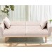 Velvet 3 Seat Sofa with Gold Legs Modern Tufted Fabric Couch with 2 Small Pillows Modern Loveseat Sofa Futon Sofa Bed for Living Room and Bedroom Beige