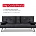 Yaheetech Convertible Sofa Bed Adjustable Couch Sleeper Modern Faux Leather Home Recliner Reversible Loveseat Folding Daybed Guest Bed Removable Armrests，Cup Holders 3 Angles 772lb Capacity Black