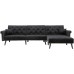 Zushule Convertible Sectional Couch with Chaise Lounge for Living Room Comfy Velvet Fabric L-Shaped Reversible Reclining Sofa with 3 Seats and Pillows for Small Apartment and Spaces Black