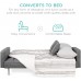 Best Choice Products Convertible Linen Fabric Tufted Split-Back Plush Futon Sofa Furniture for Living Room Apartment Bonus Room Overnight Guests w 2 Pillows Wood Frame Metal Legs Dark Gray