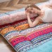 Bohemian Retro Floor Mattress Vintage Floral Japanese Futon Mattress Roll Up Tatami Floor Mat Foldable Bed Portable Camping Mattress Sleeping Pad Floor Lounger Couch Bed Queen Size