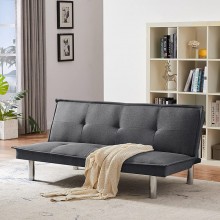 Convertible Sofa Bed,64.57" L*37.01" W*27.95" H,Black Fabric Sofa Bed,Convertible Folding Futon Sofa Bed Sleeper for Home Living Room Gray