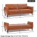 Convertible Sofa Couch Futon Bed Faux Leather Sofa Bed Sleeper Adjustable Loveseat Futon Couch Living Room Furniture with Rubber Legs Brown