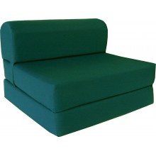 D&D Futon Furniture 6" Thick X 36" Wide X 70" Long Twin Size Hunter Green Sleeper Chair Folding Foam Bed 1.8lbs Density Studio Guest Foldable Chair Beds Foam Sofa Couch.