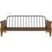 DHP Futon Wood Arms and Side Storage Mattress Sold Separately Walnut Frame