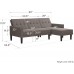 DHP Haven Small Space Sectional Futon Sofa Light Grey Linen