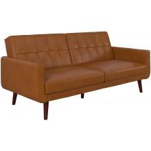 DHP Nia Upholstered Modern Adjustable Sofa Bed and Couch Camel Faux Leather Futon