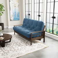 Full Size Futon Mattress Hand-Tufted in The USA by Loosh Soft Lightweight Cover Durable Layered Foam Interior 7” Denim Blue Frame Not Included