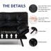 Futon Sofa Bed Faux Leather Memory Foam Couch Futon Sets,Opoiar Convertible Sofa Daybed with Mattress Included Modern Convertible Love seat Sofa Bed for Small Compact Living Space Black