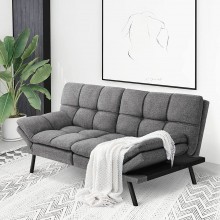 Futon Sofa Bed Modern Convertible Futon Sleeper Couch Daybed with Adjustable Armrests for Studio Apartment Office Small Space Compact Living Room Grey