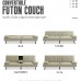 Futon Sofa Bed Modern Convertible Futon Sleeper Couch Daybed with with 2 Cup Holders Removable Memory Foam Armrests for Studio Apartment Office,Living Room Khaki Sage