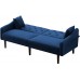 K.Nice 100% Velvet Convertible Folding Futon 74' Design-Compact Couch Bed Sloped Armrest Folding Recliner Futon Couch Sleeper Set with 2 Pillows Navy Blue Velet H107