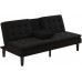 Mainstay Memory Foam Faux Leather PillowTop Futon with Cupholders and Frame Black Microfiber