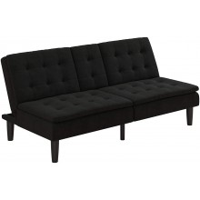 Mainstay Memory Foam Faux Leather PillowTop Futon with Cupholders and Frame Black Microfiber